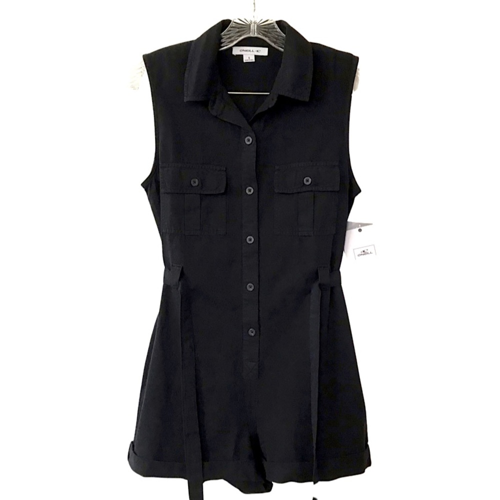 O’Neill Women’s Small Sleeveless Belted Black Romper